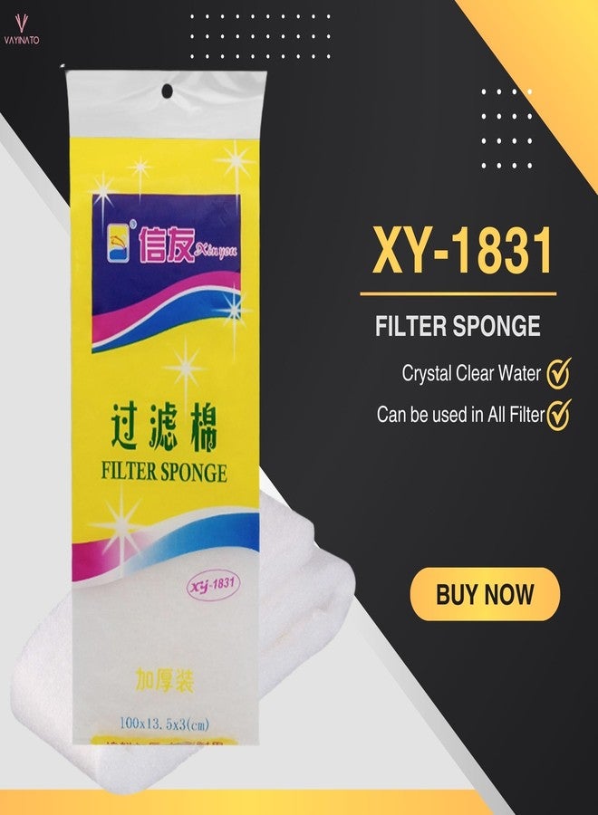 VAYINATO® (Pack of 2) XY-1831 Aquarium Filter Sponge | Super Thick Biochemical Filter Cotton Foam for Fish Tanks | High-Density, Reusable & Washable Bio Sponge | White - Image 3